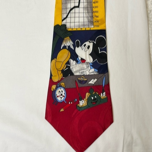 Mickey Unlimited 100% Silk Mickey Mouse Finance Necktie Vintage EUC - Picture 1 of 8